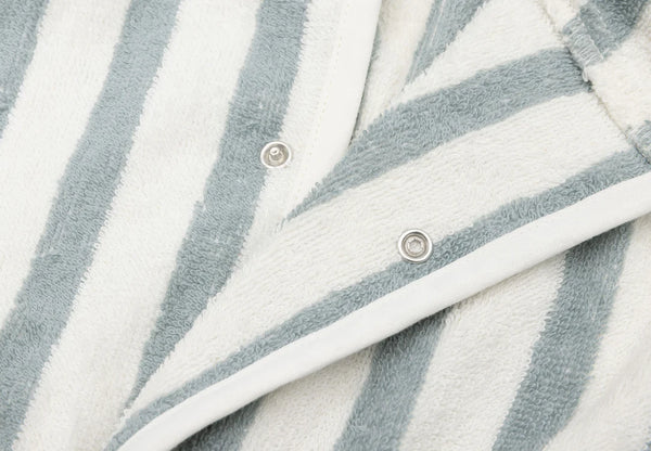 Bademantel Stripe Frottee - Sea Green - GOTS