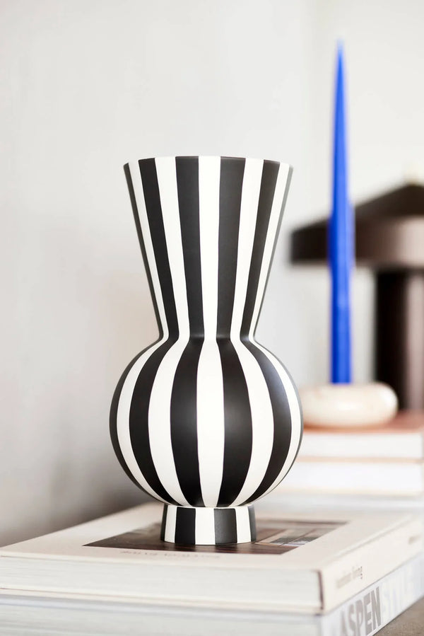 Toppu Vase - Rund Black White