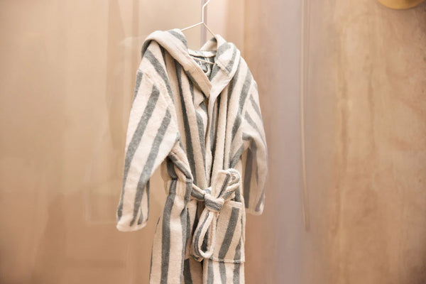 Bademantel Stripe Frottee - Sea Green - GOTS