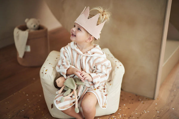 Bademantel 3-4 Jahre Stripe Frottee Wild Rose GOTS