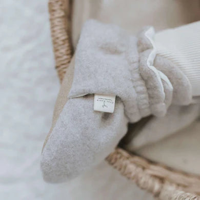 Organic Fleece Booties - Taupe Melange