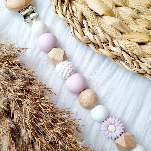 Schnullerkette Daisy Lila