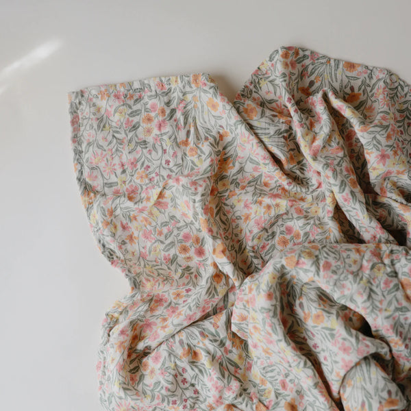 Organic Cotton Muslin Swaddle Blanket Pastel Blooms