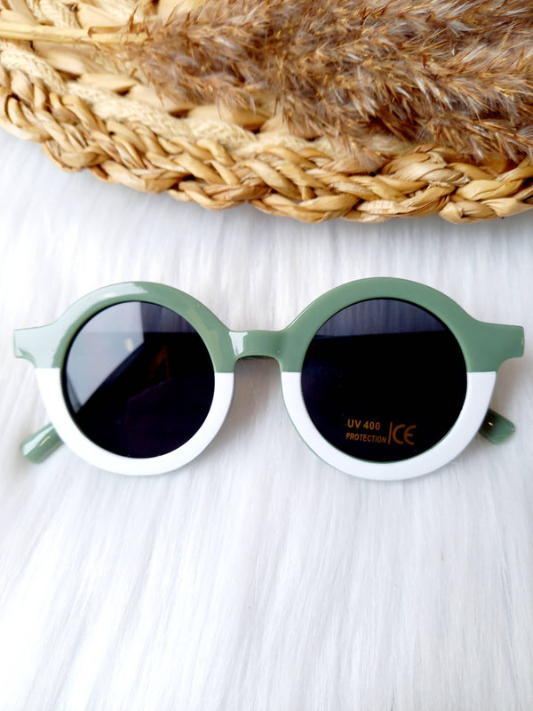 Kinder Retro Sonnenbrille grün/weiß