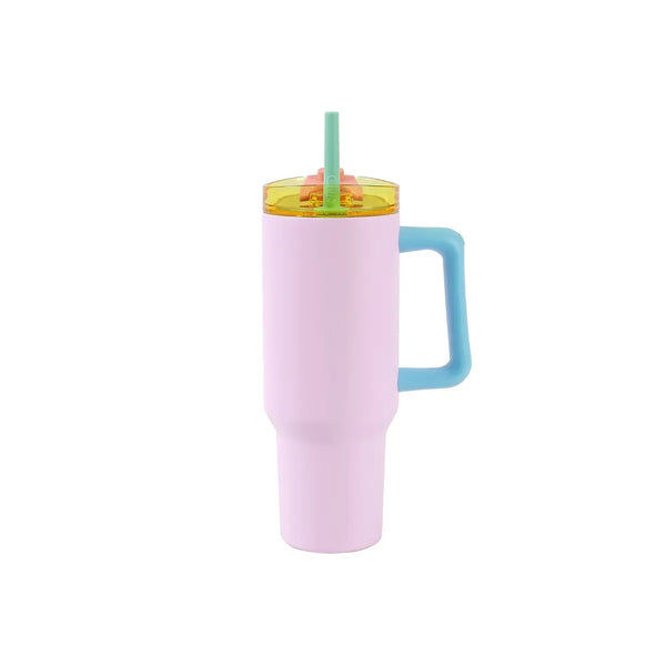 Tumbler with Handle and Straw Lid Rose