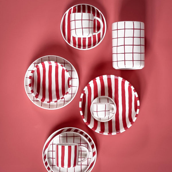 Schale gross  Stripes - tramonto red