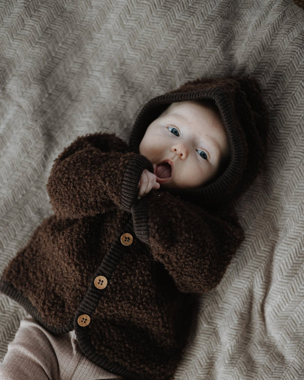 Jacke boclé merino Wolle | dark chocolate