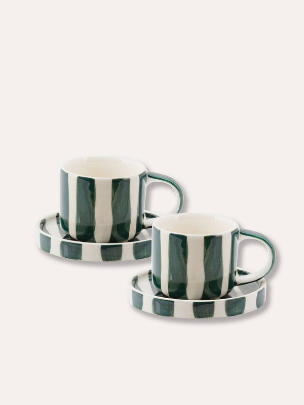 Espresso  Stripes - gentle green (2er Set - 4 Teile)