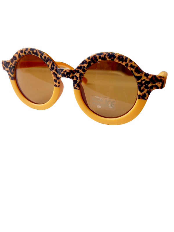 Kinder Retro Sonnenbrille Leopard gelb