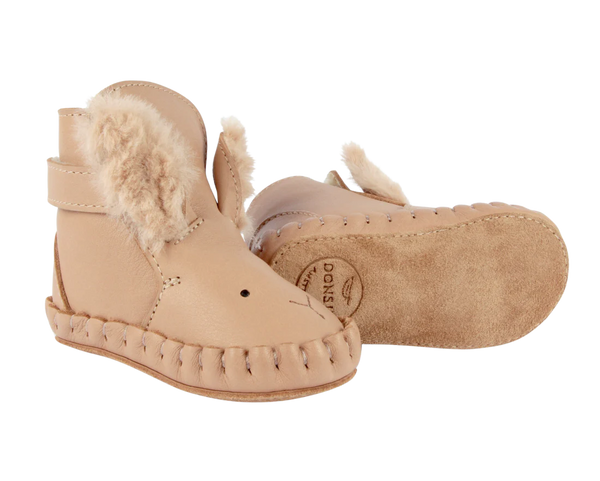 Kapi Exclusive Booties | Fluffy Bunny | Light Rust Leather