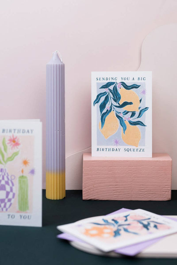 Geburtstagskarte mit Zitronen | Geburtstagskarten für Frauen | Kunstkarte