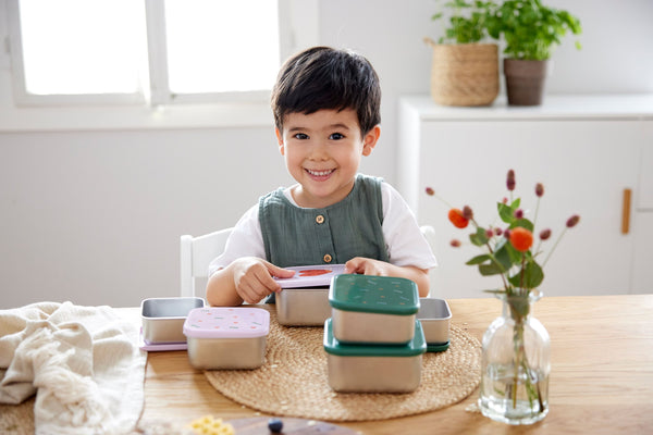 Snackbox Kinder (3er Set) - Edelstahl Brotdose Happy Rascals, Smile