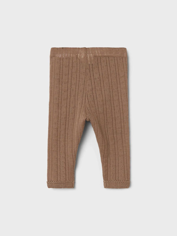 Merino WOOL Baby Leggings Pointelle Beaver