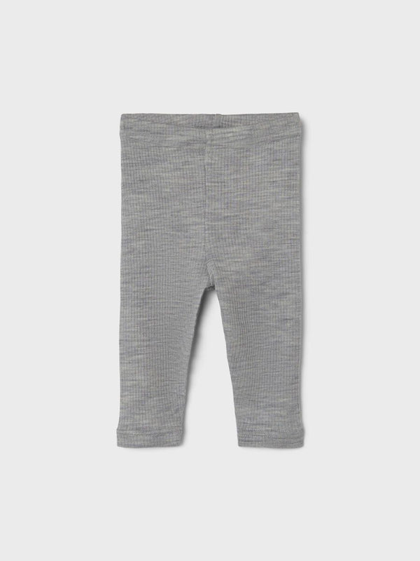 Merino WOOL Baby Leggings Rib Grey Melange