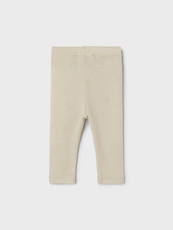 Merino WOOL Baby Leggings Pointelle Sandshell