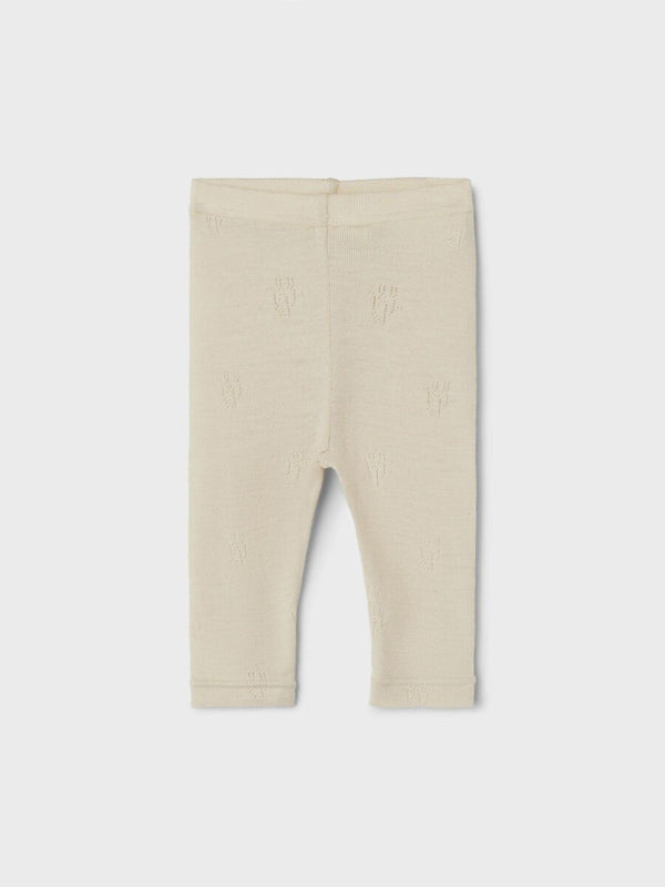 Merino WOOL Baby Leggings Pointelle Sandshell