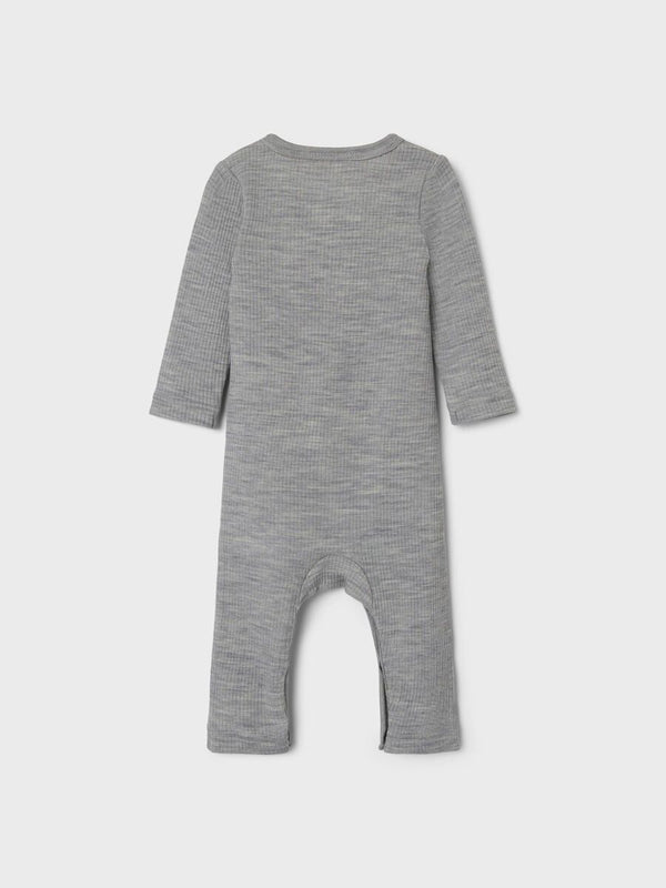 Merino WOOL Rib Strampler Grey Melange