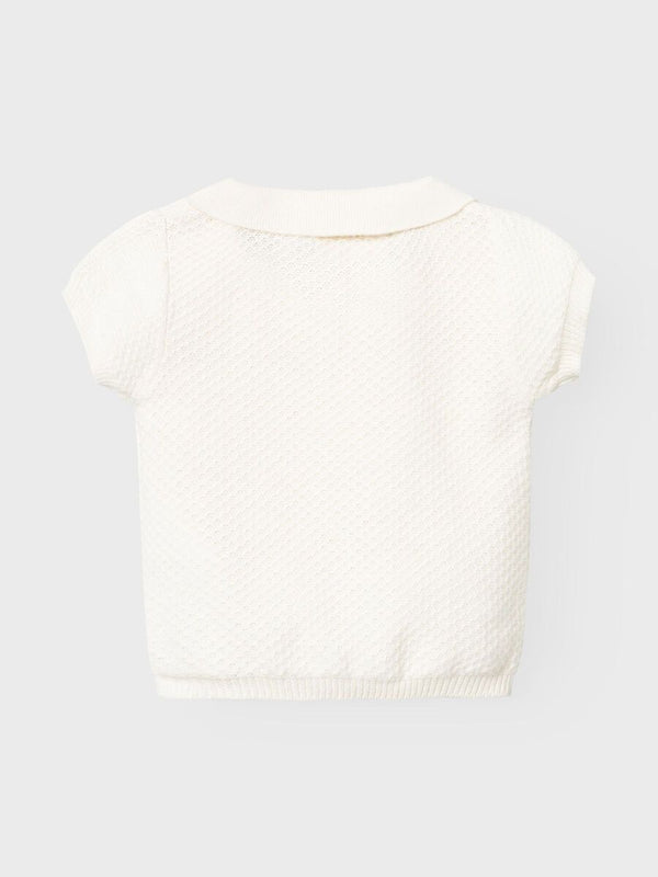 Baby Kurzarm Strick Shirt Coconut Milk