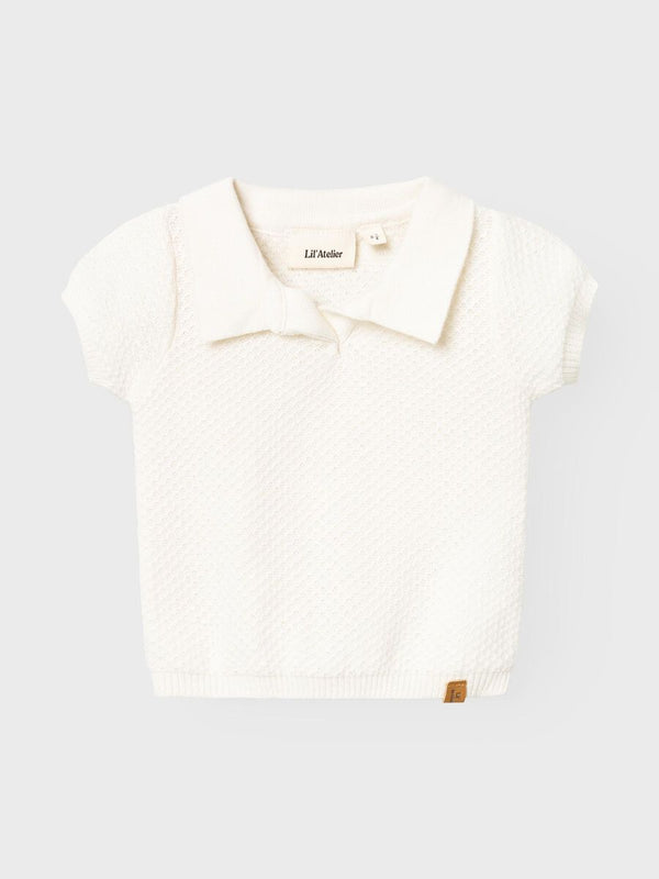 Baby Kurzarm Strick Shirt Coconut Milk