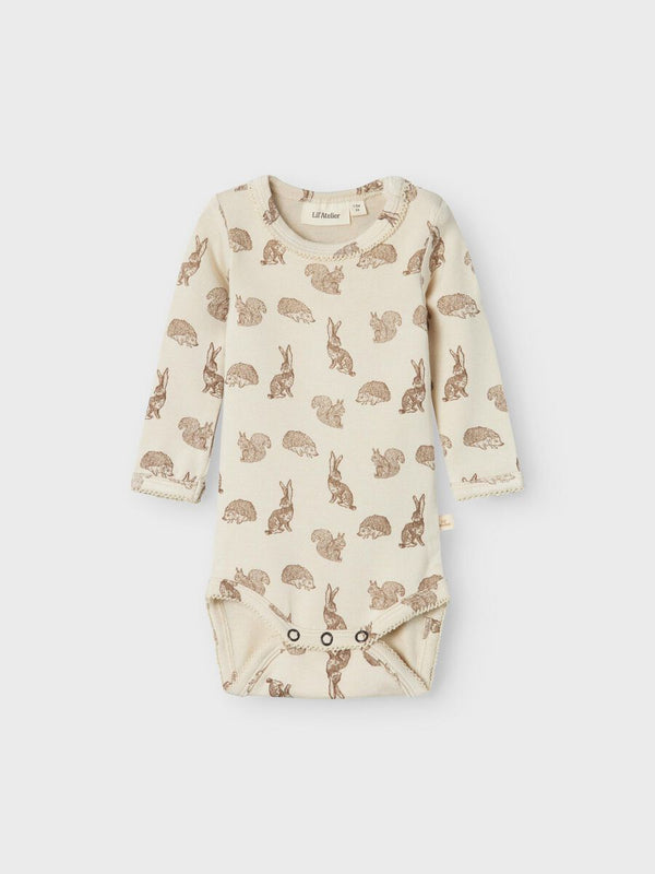 LONG SLEEVED ROMPER Turtledove Forest Animals