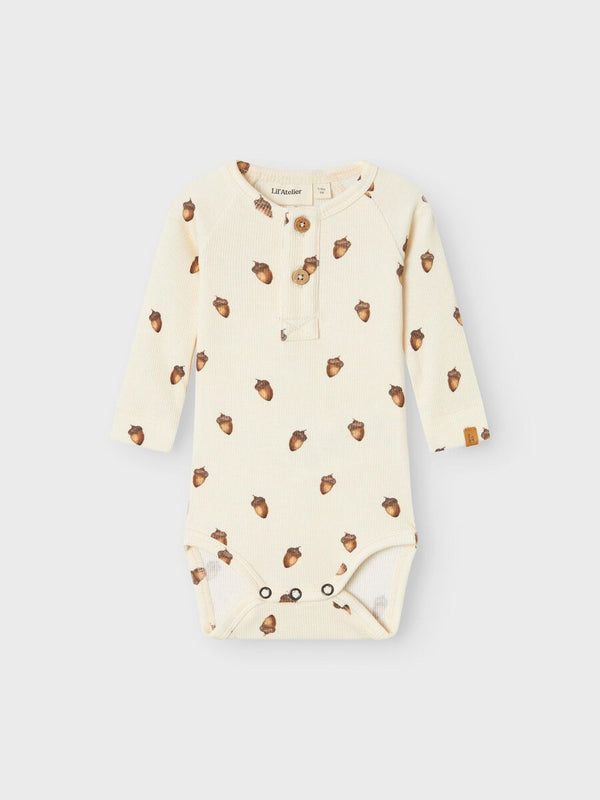 LONG SLEEVED ROMPER Turtledove Acorn