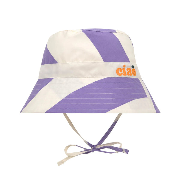 Fischerhut Kinder | UV Schutz | Streifen, Purple Weiß