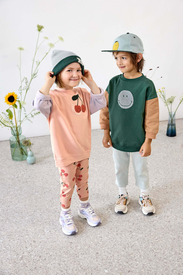 Kinder Pullover - Bio Baumwolle, Little Gang, Smile Dunkelgrün