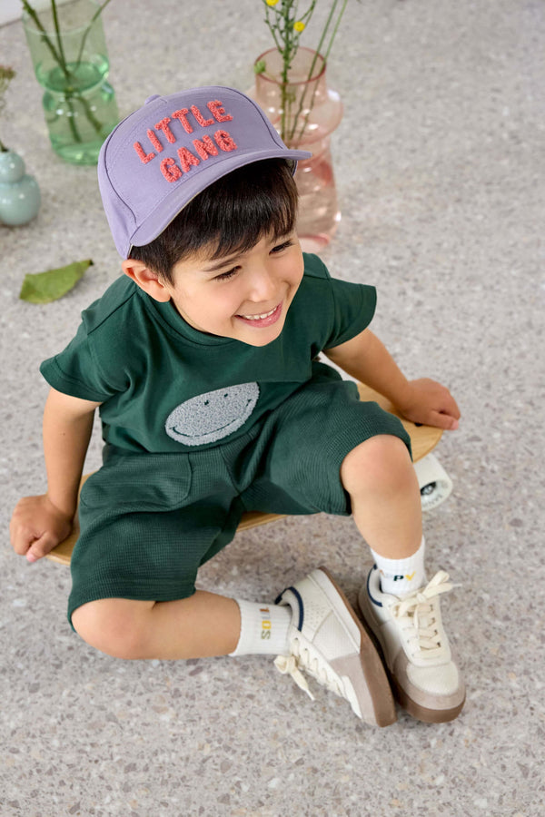 Kinder T-Shirt - Bio Baumwolle, Little Gang, Smile Dunkelgrün