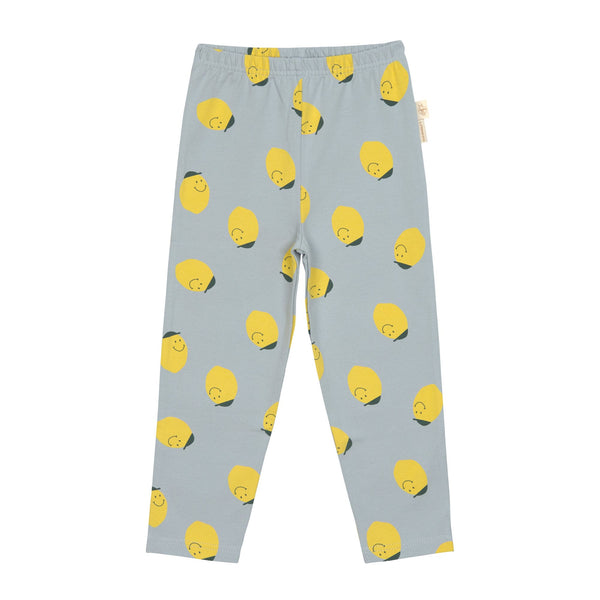 Leggings Kinder - Bio Baumwolle, Little Gang, Zitrone Hellblau