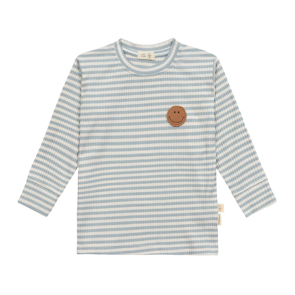 Kinder Langarm Shirt gerippt - Little Gang, Smile Hellblau