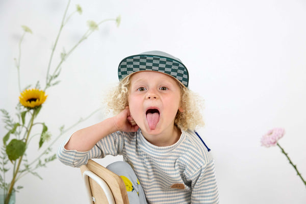 Kinder Langarm Shirt gerippt - Little Gang, Smile Hellblau