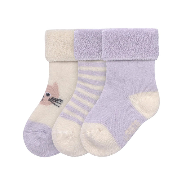 Baby Socken Frottee 3er Set - Bio Baumwolle, Katze