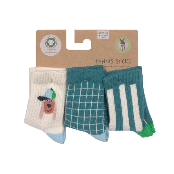 Tennissocken Kinder 3er-Set - Bio Baumwolle, Hund