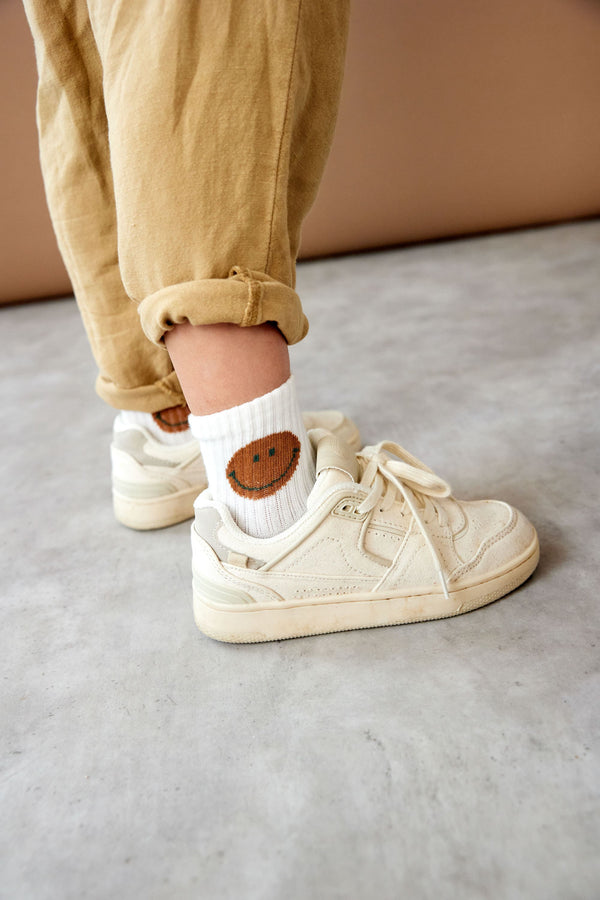 Tennissocken Kinder 3er-Set - Little Gang, Fun Weiß