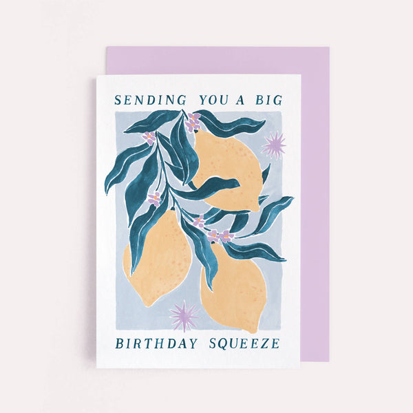 Geburtstagskarte mit Zitronen | Geburtstagskarten für Frauen | Kunstkarte