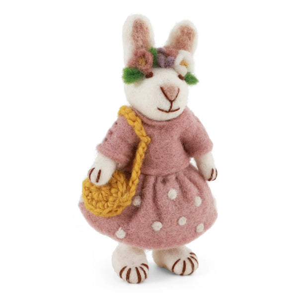 Kleiner Hasen Anhänger mit Blumenhaarband | Filz