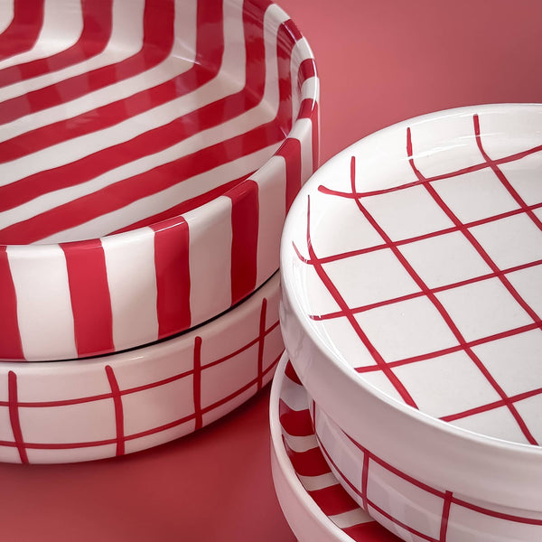 Schale gross  Stripes - tramonto red