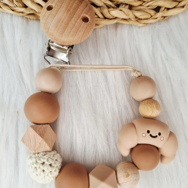 Schnullerkette Crossaint Beige