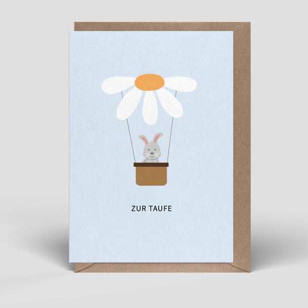 Taufkarte - Hase im Ballon