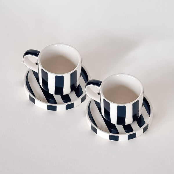 Espresso Stripes - vulcano black (2er Set - 4 Teile)