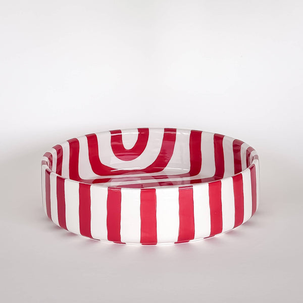 Schale gross  Stripes - tramonto red