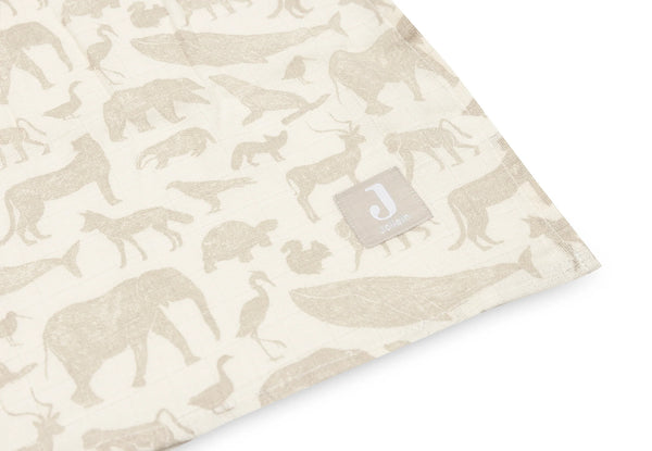 Mullwindeln Hydrophil 115x115cm Animals - Nougat - 2 Stück