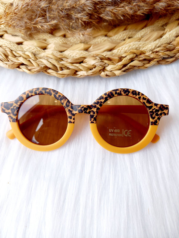 Kinder Retro Sonnenbrille Leopard gelb