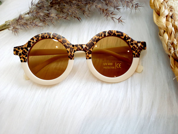 Kinder Retro Sonnenbrille Leopard/creme
