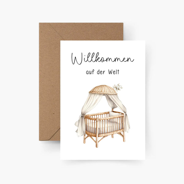 Happy Birthday | Willkommen auf der Welt | Postkarte mit Umschlag