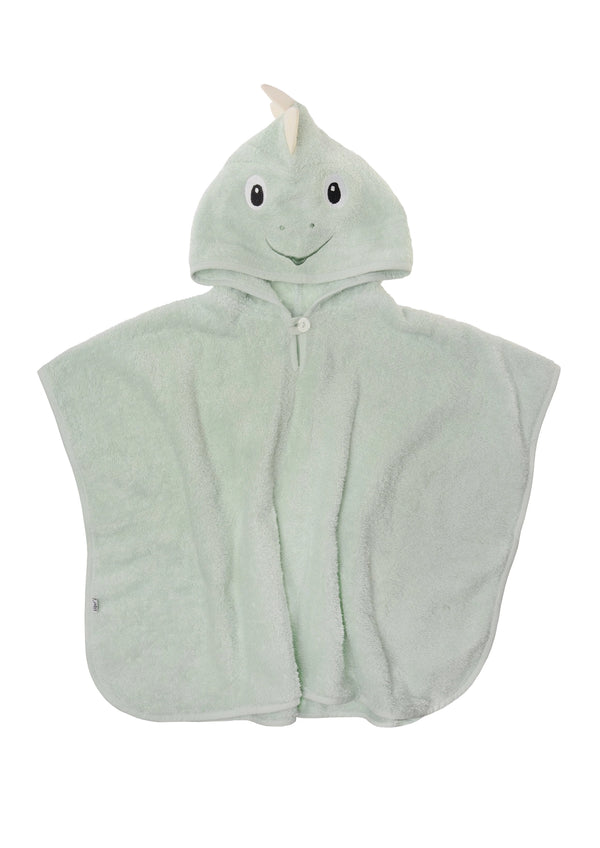 Kapuzenponcho in grün mit Dino-Zacken