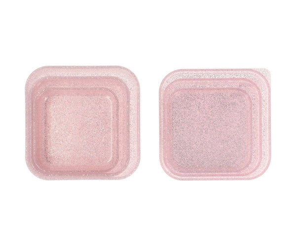 3 rosafarbene Lunchboxen mit Glitzereffekt