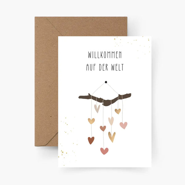 Happy Birthday | Geburt Herz | Postkarte mit Umschlag