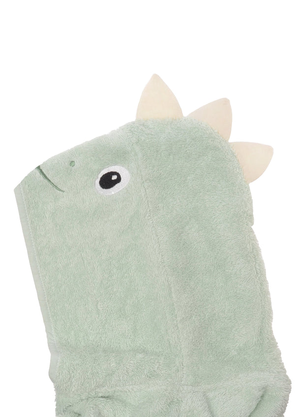 Kapuzenponcho in grün mit Dino-Zacken