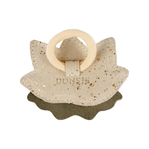 Zaza Fields Hair Tie | Water Lily | Cream Metallic Sued